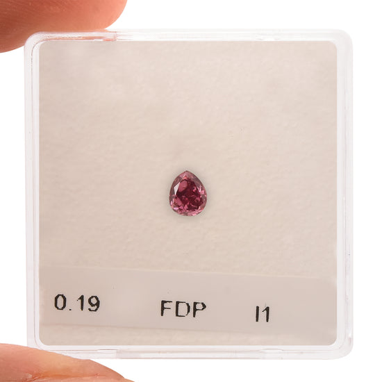 0.19 Carat Fancy Deep Pink Pear Diamond I1 GIA