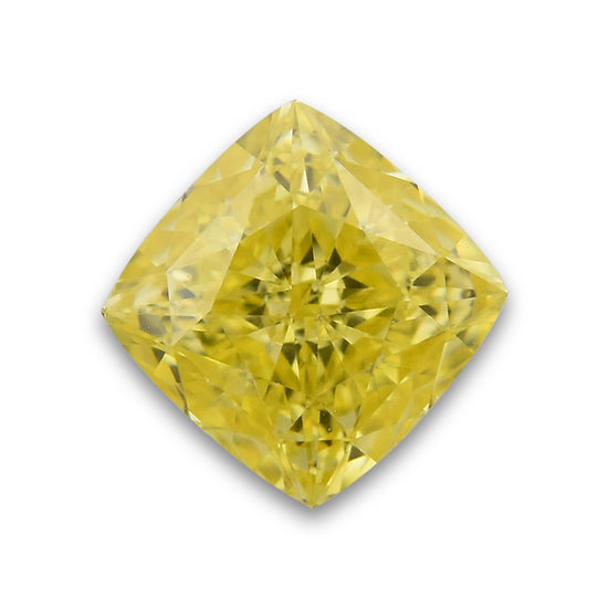 0.33 Carat Fancy Intense Yellow Cushion Diamond VVS2 GIA