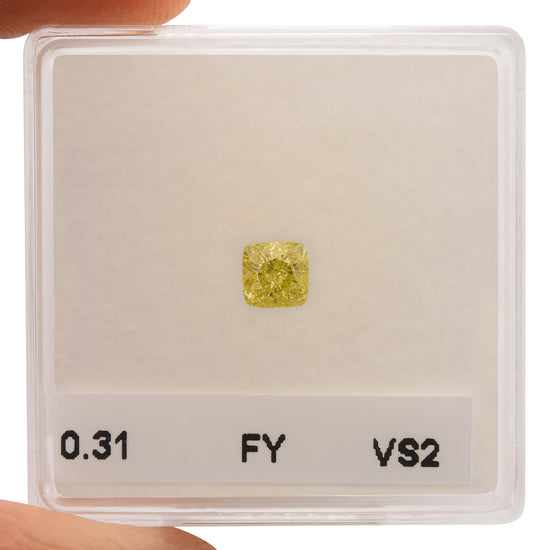 0.31 Carat Fancy Yellow Cushion Diamond VS2 GIA