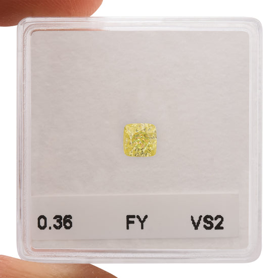 0.36 Carat Fancy Yellow Cushion Diamond VS2 GIA