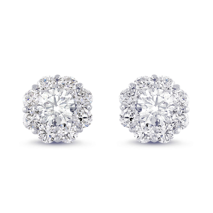 Round Brilliant Diamond Halo Earrings