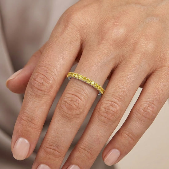 Canary Fancy Vivid Yellow Diamond Half Eternity Wedding Band
