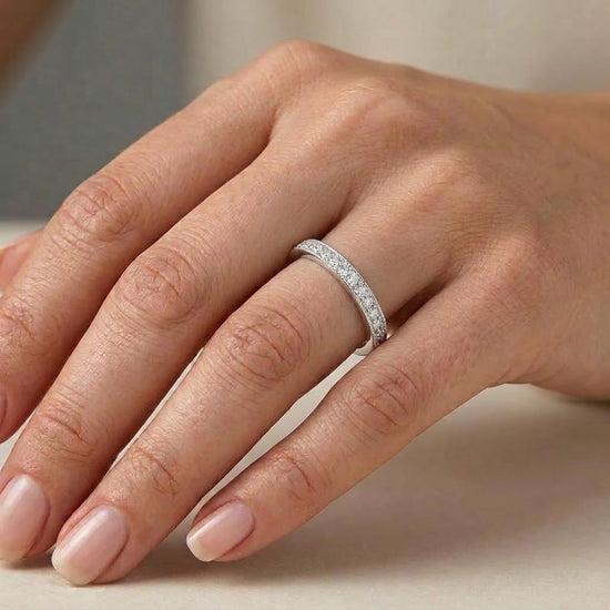 Milgrain Half Eternity Diamond Ring
