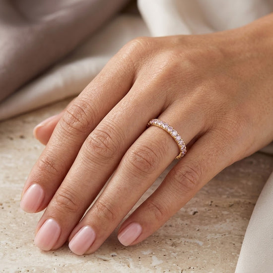 Fancy Light Pink Diamond Half Eternity Ring