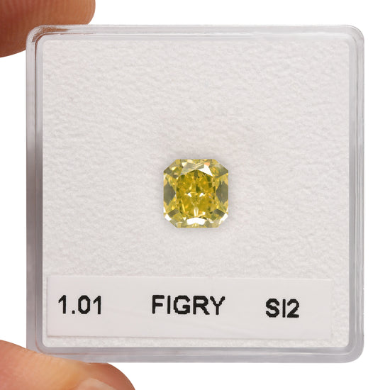 1.01 Carat Fancy Intense Green Yellow Radiant Diamond SI2 GIA
