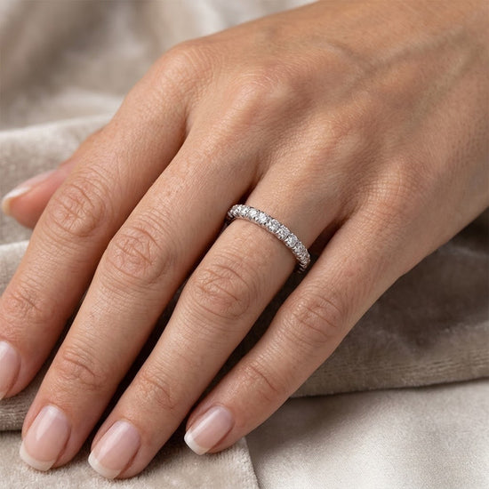 French Pave Diamond Half-Eternity Band Ring