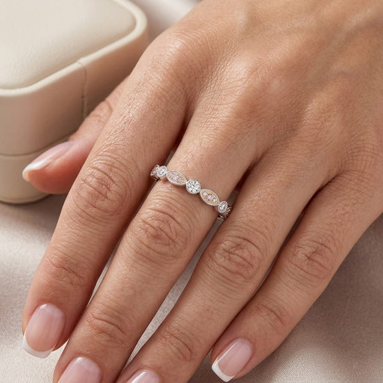 Pink & White Diamond Designer Band Ring