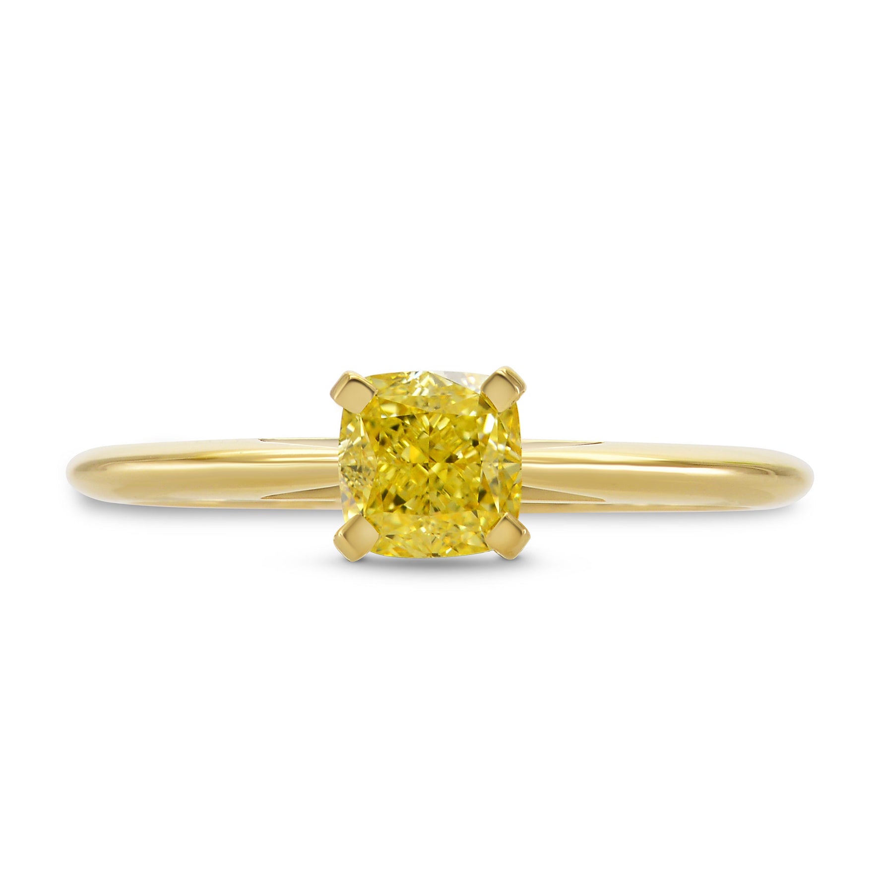 Fancy Yellow Cushion Diamond Solitaire Ring
