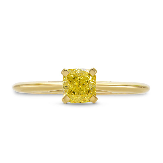Fancy Yellow Cushion Diamond Solitaire Ring