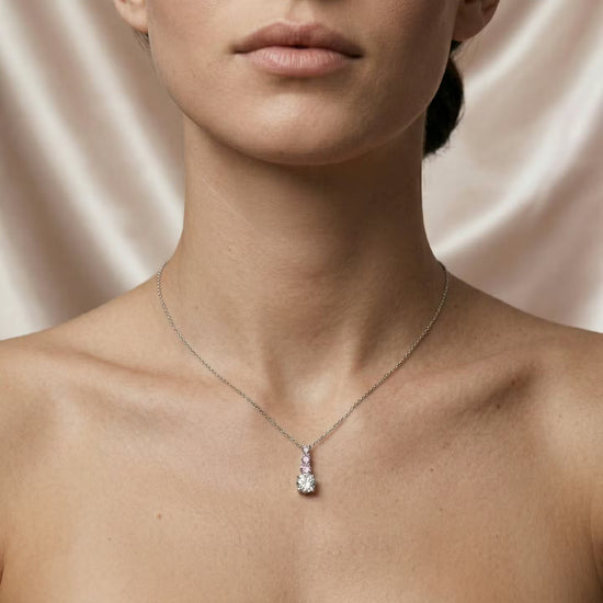 White & Pink Diamond Drop Pendant