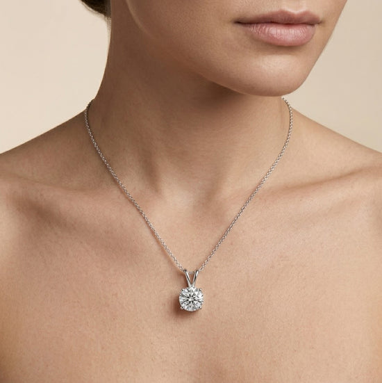 White Round Diamond Solitaire Pendant