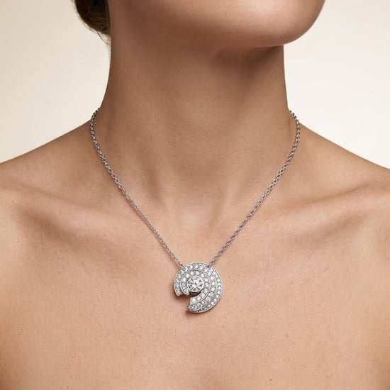 Spiral Round Diamond Pendant