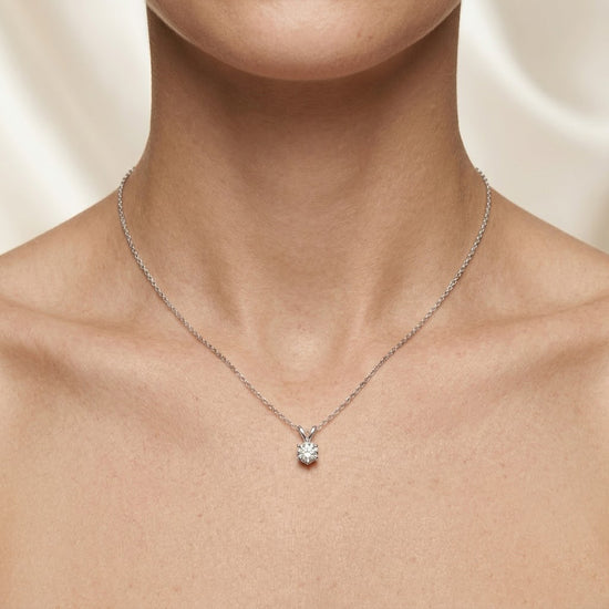 White Round Diamond Solitaire Pendant
