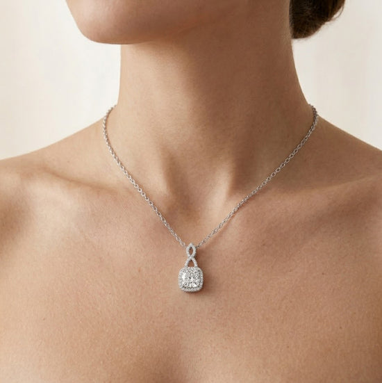 1.50ct  GIA Cushion Diamond Halo & Drop Pendant