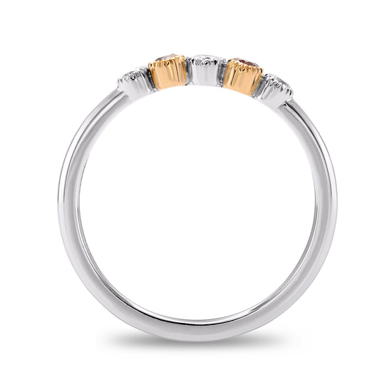 Five Stone Pink & White Diamond Band Ring