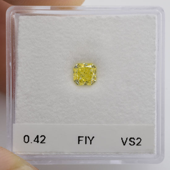 0.42 Carat Fancy Intense Yellow Radiant Diamond VS2 IGI