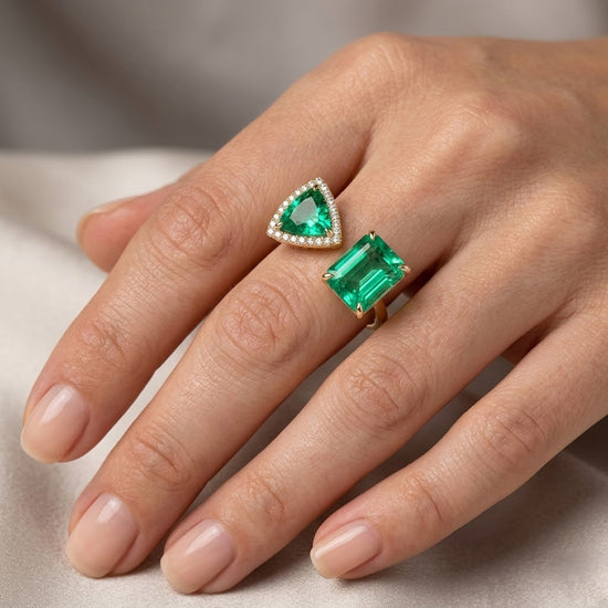 Emerald Two-stone Cuff Ring
