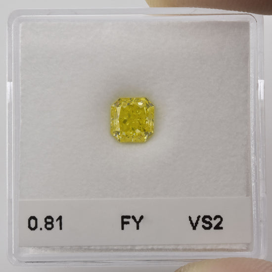 0.81 Carat Fancy Yellow Radiant Diamond VS2 GIA