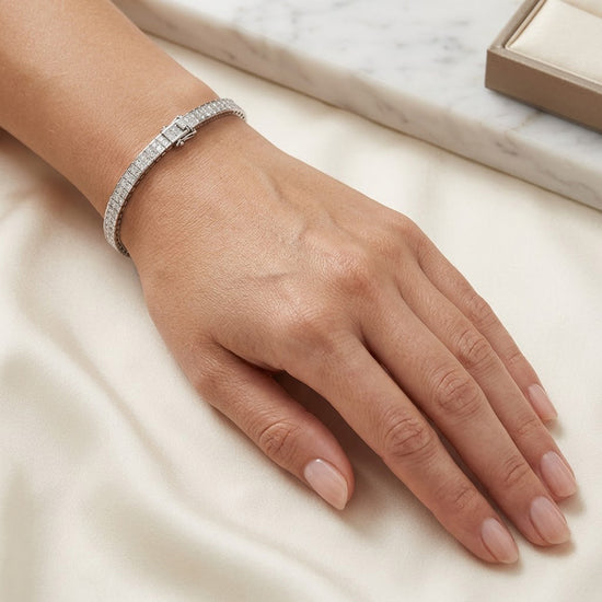 6.سوار تنس ألماس الأميرة الأبيض عيار 45 قيراط أبيض