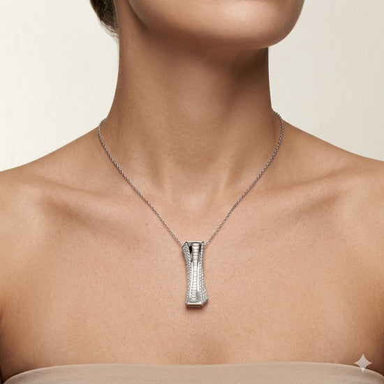 Asymmetrical Colorless Diamond Pendant