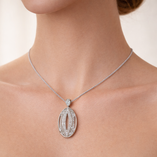 Colorless Oval Shape Diamond Pendant