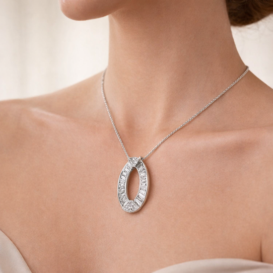 Oval shape Diamond Pendant