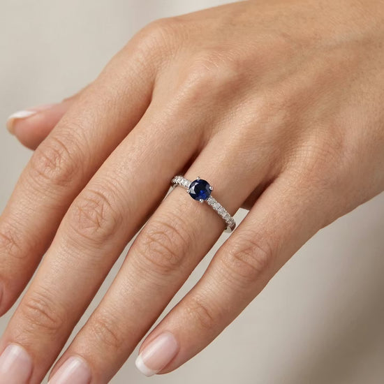 Round Sapphire & Diamond Engagement Ring