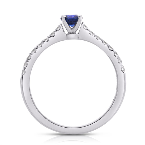 Round Sapphire & Diamond Engagement Ring