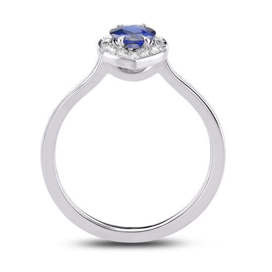 Oval Sapphire and Diamond Halo Ring