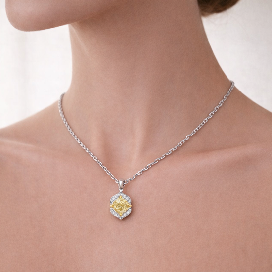 Fancy Yellow Cushion Diamond Pendant