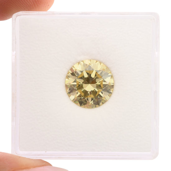 3.00 Carat Fancy Light Brownish Yellow Round Diamond VS2 GIA