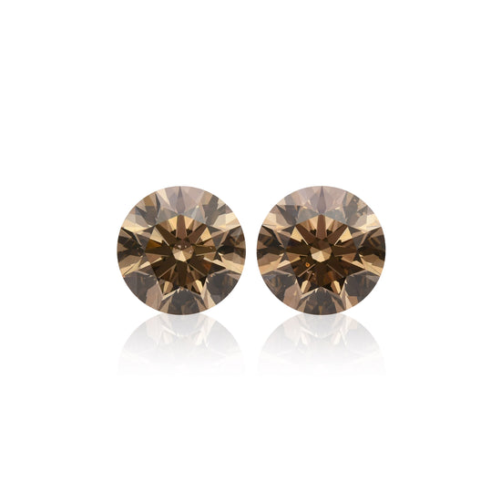 3.05 Carat Fancy Yellowish Brown Round Diamonds SI1 GIA Pair