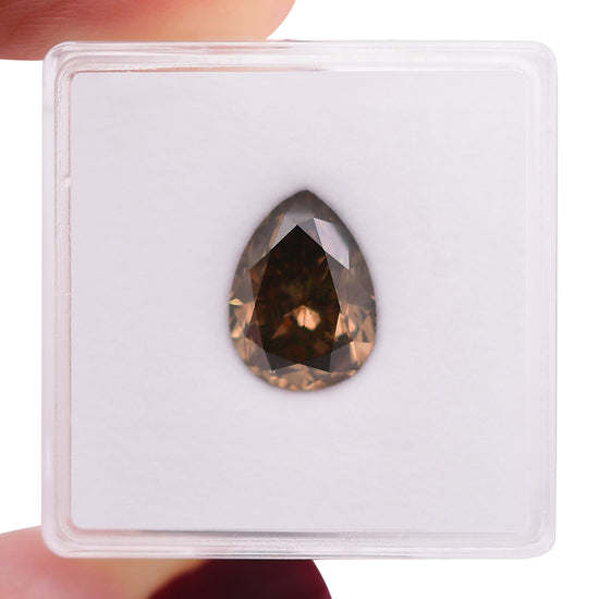 3.07 Carat Fancy Dark Orangy Brown Pear Diamond SI1 GIA