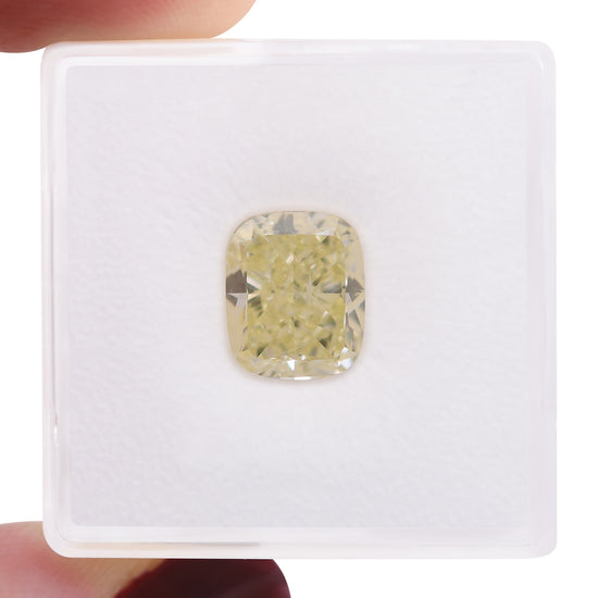 3.39 Carat Light Yellow Cushion Diamond VS2 GIA