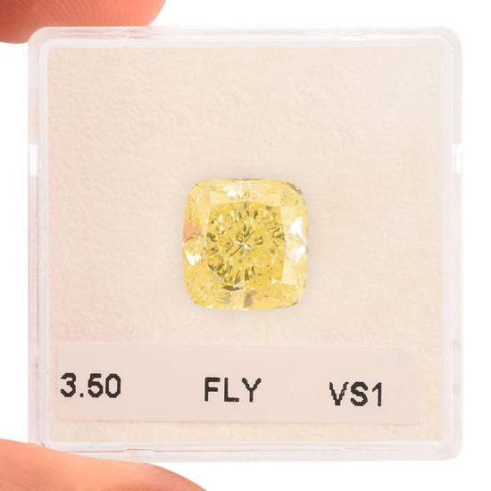 3.50 Carat Fancy Light Yellow Cushion Diamond VS1 GIA