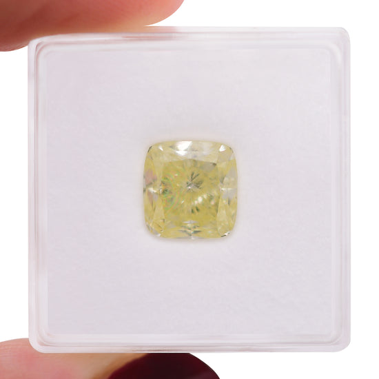 3.50 Carat Fancy Light Yellow Cushion Diamond VS1 GIA