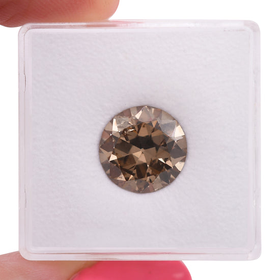 3.84 Carat Fancy Orange Brown Round Brilliant Diamond I1 GIA