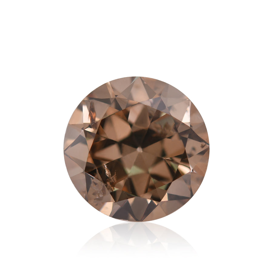3.84 Carat Fancy Orange Brown Round Brilliant Diamond I1 GIA