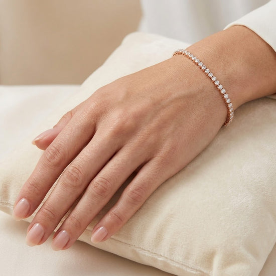 1.سوار تنس ماسي كلاسيكي دائري وردي كلاسيكي 51 قيراط