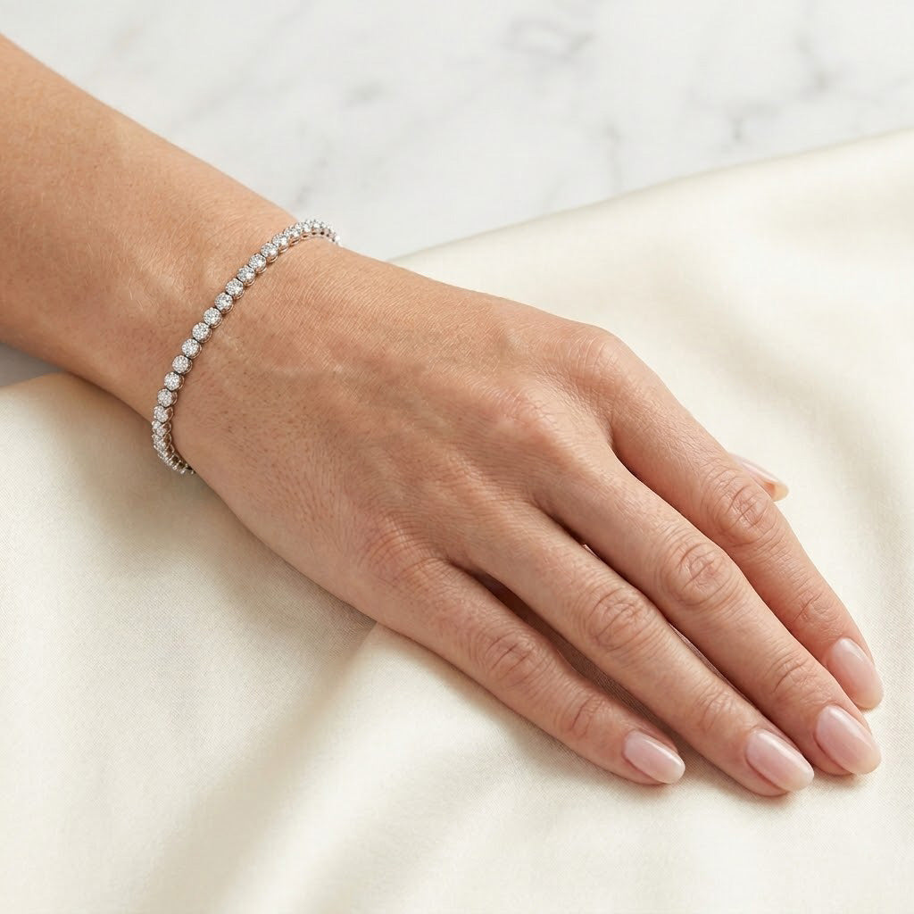1Ct Round White Diamond Tennis Bracelet