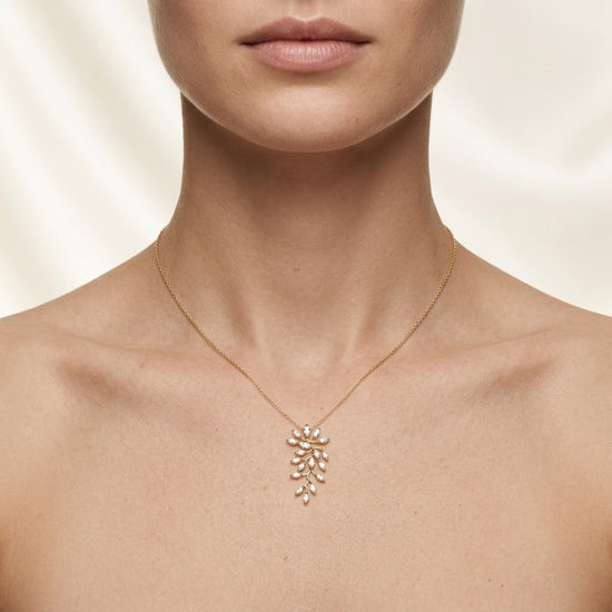 Branch Motif Marquise Diamond Pendant