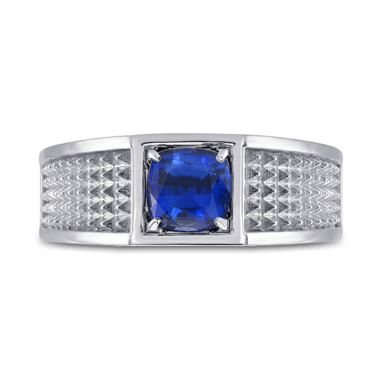 Anello da Uomo con Zaffiro Blu a Cuscino