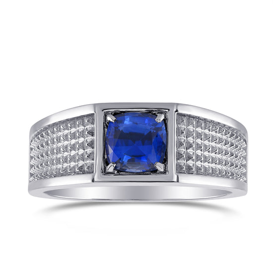 Blue Sapphire Cushion Men's Ring