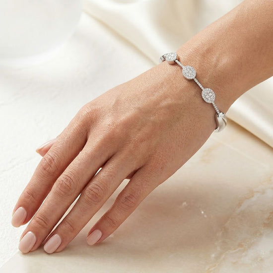 White Diamond Pave Linked Bracelet