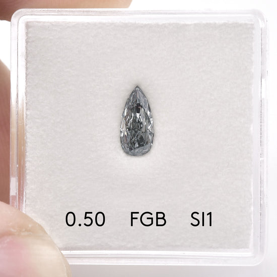 0.50 Carat Fancy Gray Blue Pear Diamond SI1 GIA