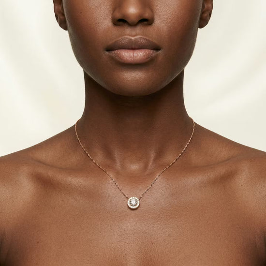 Round Brilliant Rose Gold Halo Diamond Pendant