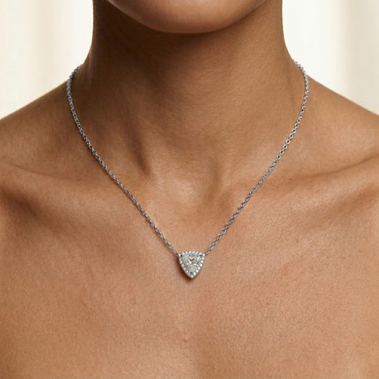 Triangle White Diamond Halo Pendant