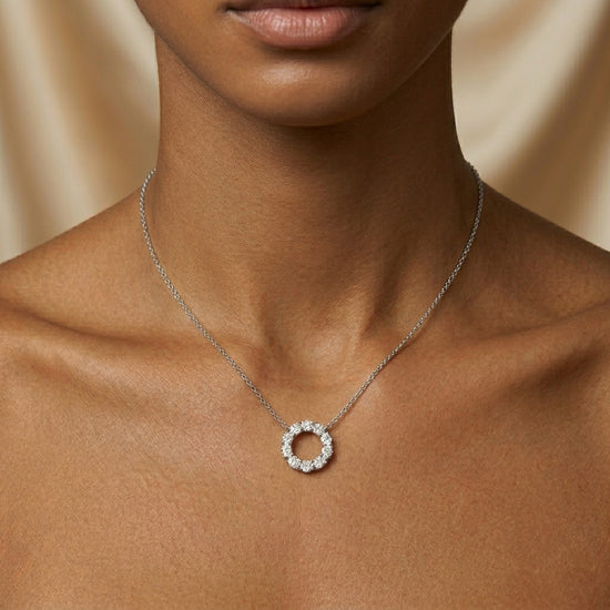 Hoop Oval White Diamond Pendant
