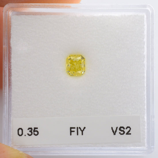 0.35 Carat Fancy Intense Yellow Radiant Diamond VS2 IGI