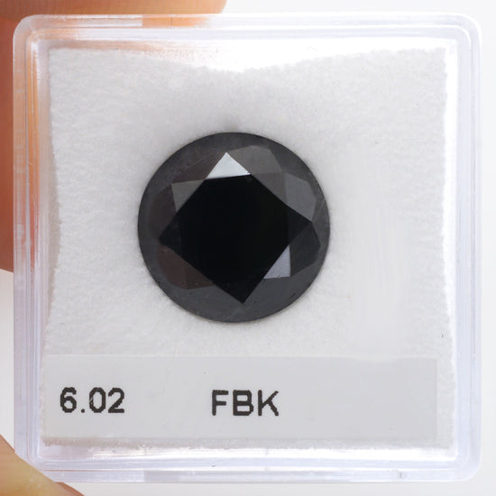 6.02 Carat Fancy Black Round Brilliant Diamond  GIA